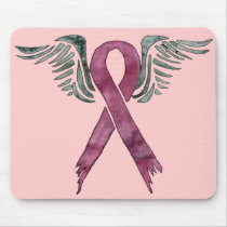 pink ribbon and wings mosue pad mouse pads
