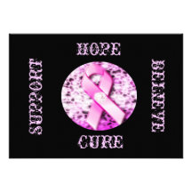 Pink Ribbon Awareness Encouragement Card Invitations