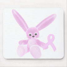 Pink Ribbon Bunny Mouse Pad