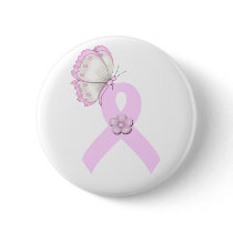 Pink Ribbon Butterfly buttons