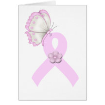Pink Ribbon Butterfly Card