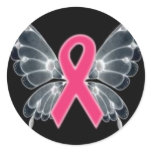 Pink Ribbon BUTTERFLY stickers