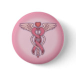 Pink Ribbon Caduceus buttons