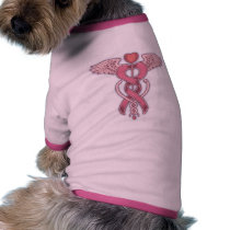 Pink Ribbon Caduceus Dog T Shirt
