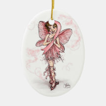 Pink Ribbon Fairy Christmas Ornaments
