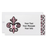 Pink Ribbon Fleur de lis photo cards