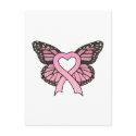 Pink Ribbon Heart Butterfly Postcard