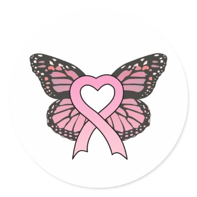 Pink Ribbon Heart Butterfly Sticker by pinkribbonshirts