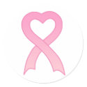 Pink Ribbon Heart Sticker