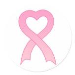 Pink Ribbon Heart Sticker