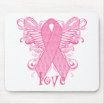 Pink Ribbon Love Wings mousepads