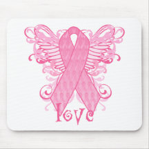 Pink Ribbon Love Wings Mousepads