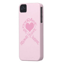 Pink Ribbon of Words Breast Cancer iPhone 4 Case