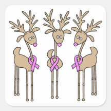 Pink Ribbon Reindeer Sticker