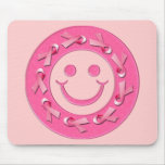 PINK RIBBON SMILEY FACE mousepads