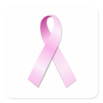 Pink Ribbon Square Sticker