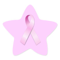 Pink Ribbon Star Sticker