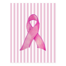 Pink Ribbon stripes Postcard