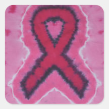 Pink Ribbon Tie Dye Square Sticker