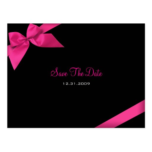 Pink Ribbon Wedding Save the Date Announcement Postcard