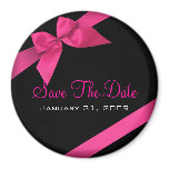 Pink Ribbon Wedding Save The Date Round Magnets