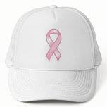 Pink Ribbon White Mesh Breast Cancer Awareness Cap hats