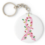 Pink Ribbon With Christmas Lights Breast Cancer keychains