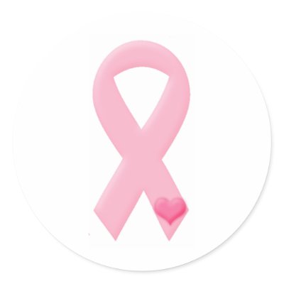 Pink Ribbon with Heart Sticker by heartlocked