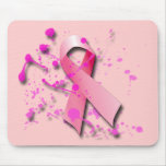 PINK RIBBON WITH PAINT SPLATTER mousepads