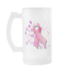 PINK RIBBON WITH PAINT SPLATTER mugs