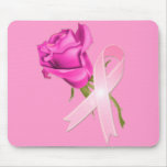 Pink Ribbon with Rose *Breast Cancer Awareness * mousepads