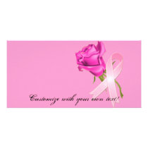 Pink Ribbon with Rose *Breast Cancer Awareness * Photo Card