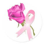 Pink Ribbon with Rose *Breast Cancer Awareness * stickers