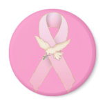 Pink Ribbon with White Dove Magnet