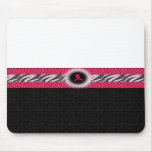 Pink ribbon zebra mousepad