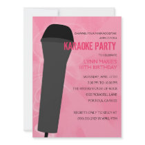Pink Rock Out Karaoke Birthday Party Personalized Invitation