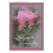 Pink Rose & 2 Buds on Grey -customise any occasion Card