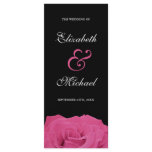Pink Rose and Black Wedding Program rack cards