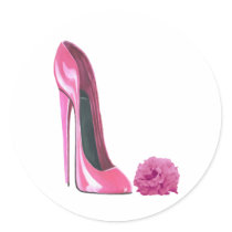 Pink Rose and Pink Stiletto Shoe Stickers