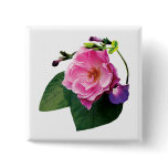 Pink Rose and Purple Morning Glories buttons