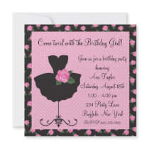 Pink Rose Ballerina Girls Ballerina Birthday Party Personalised Announcements