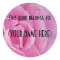 Pink Rose Book Sticker