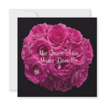 Pink Rose Bouquet Invitation for Quinceanera