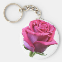 Pink Rose Bud Picture Keychain