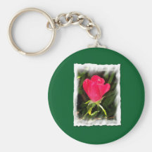 Pink Rose Flower Keychain