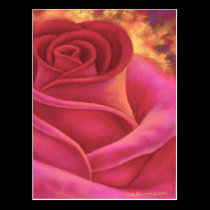 Pink Rose Flower Painting Art - Multi postcards