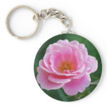 Pink rose in full bloom and meaning keychains