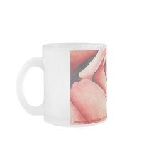 Pink Rose painting frosted glass mug
