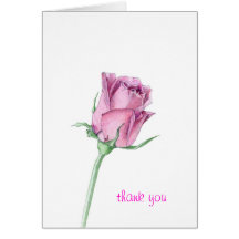 Pink Rose Thank You Card