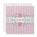 Pink Rose Womans 60th Birthday Party invitations